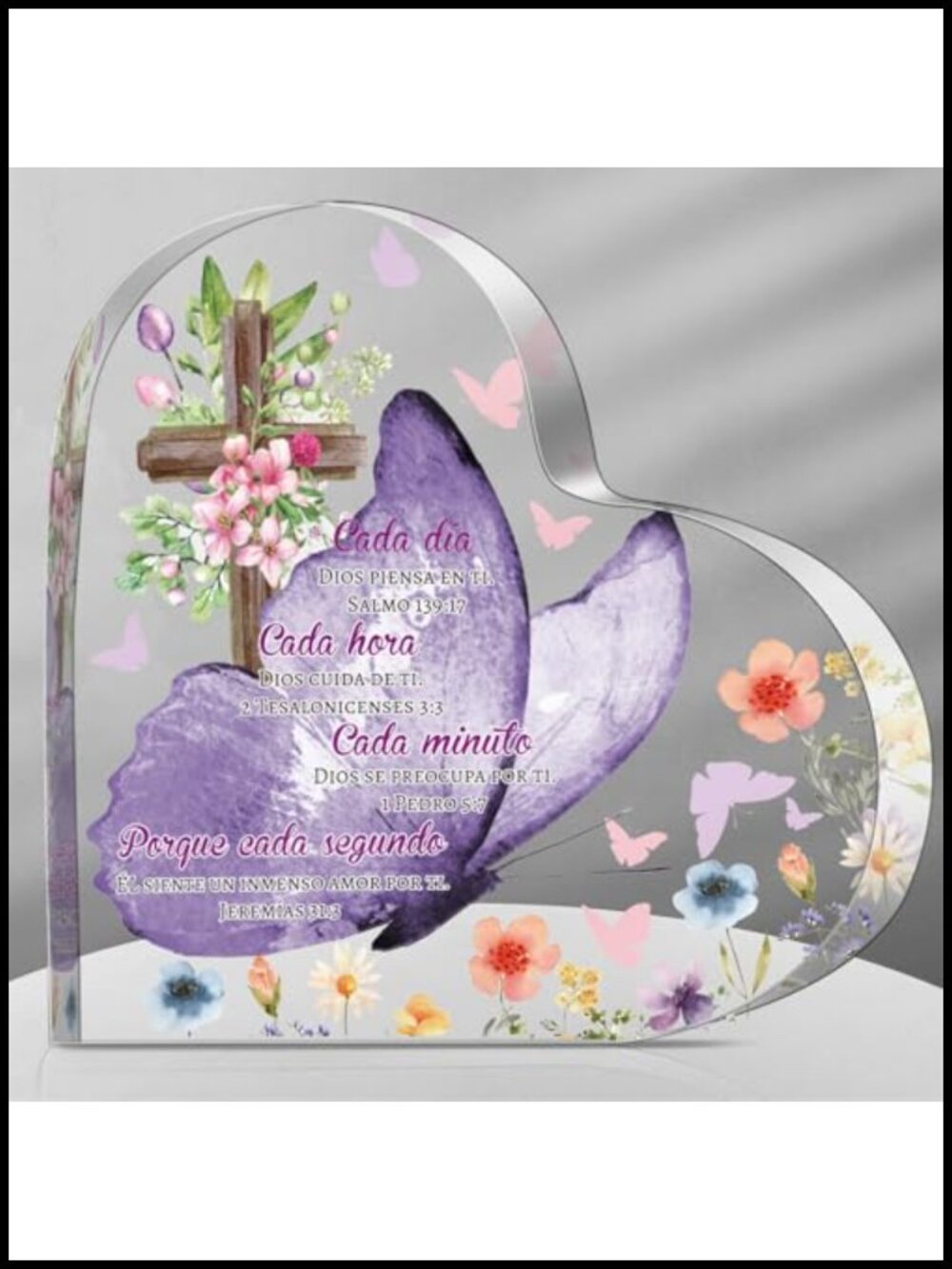 Spanish Christian Heart Acrylic Decorative Sign Tabletop Inspirational Gift